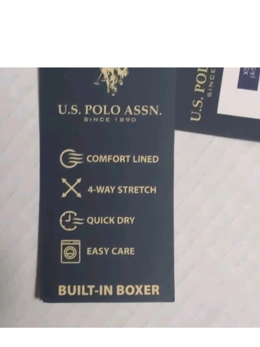 U.S. Polo Assn. Navy Blue Athletic Swim Shorts with Red Waistband